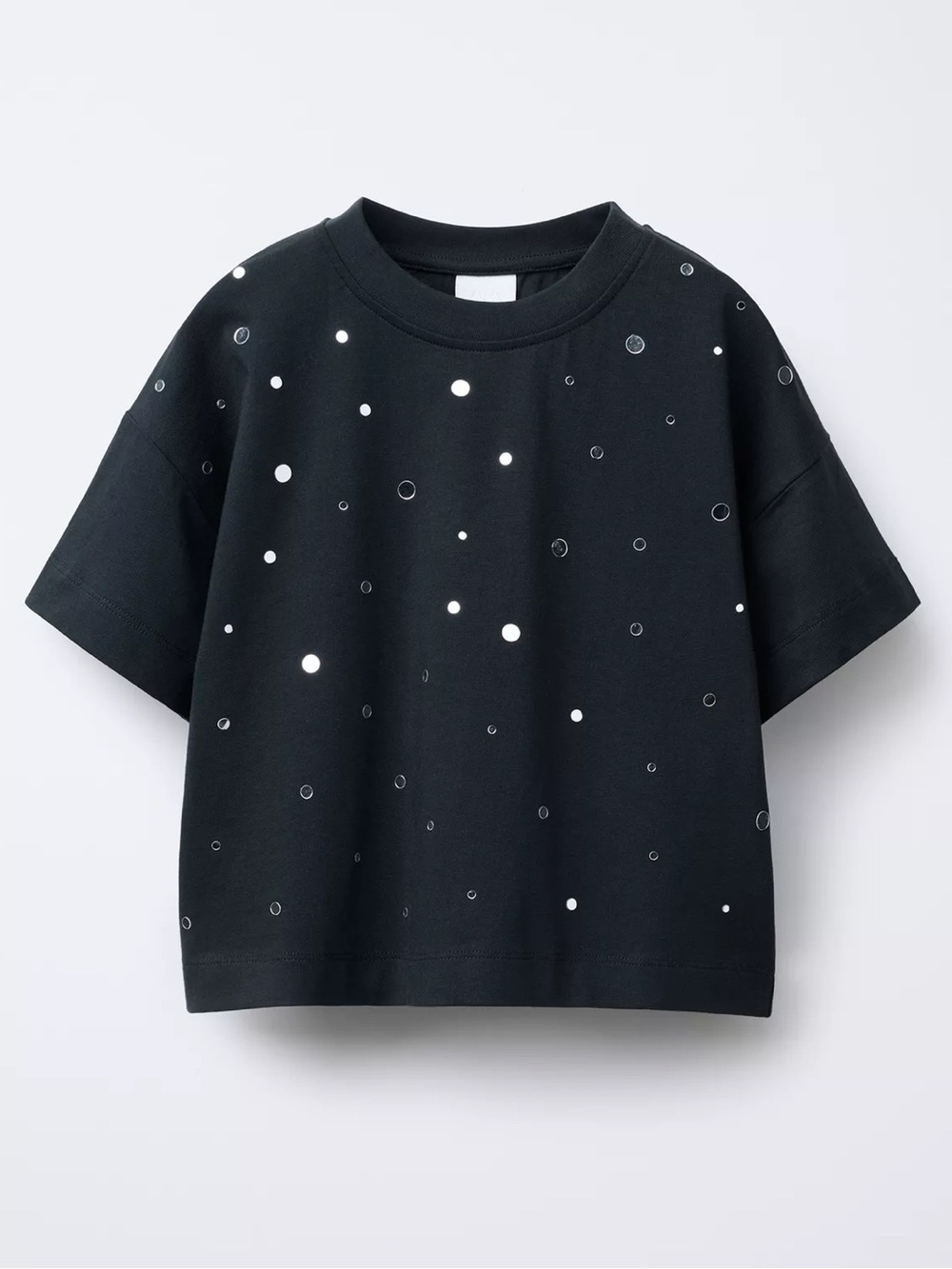 Zara Black Short-Sleeve Tee with Silver and Gold Dot Details